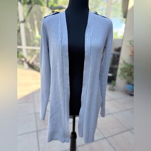 White House Black Market Light Gray Ribbed Draped Cardigan